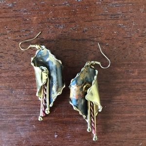 Metallic earrings gold and copper